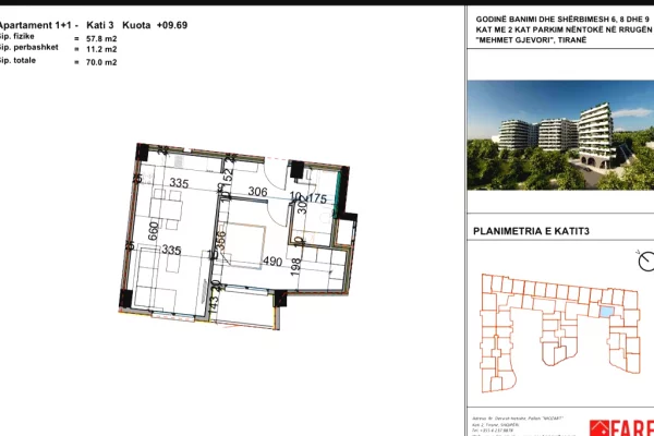 Shtepi ne shitje 1+1 ne Tirane - 84,000 Euro