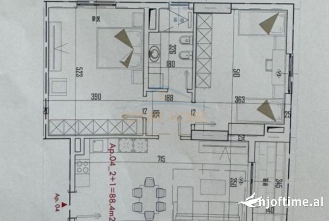 Shtepi ne shitje Apartament ne Tirane, 2+1, Mobilimi Bosh, pa mobiluar, Pagesa 112,000  Euro.