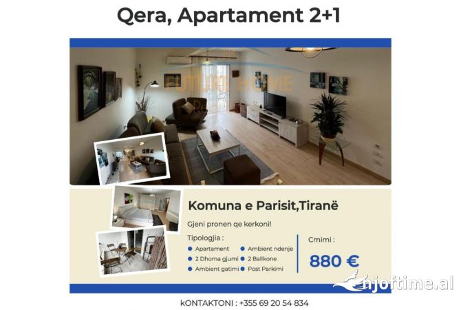 Shtepi me qera 2+1 ne Tirane - 880 Euro