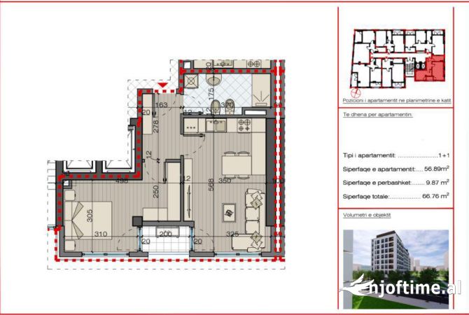 Shtepi ne shitje Apartament ne Tirane, 1+1, Mobilimi Bosh, pa mobiluar, Pagesa 117,033  Euro.