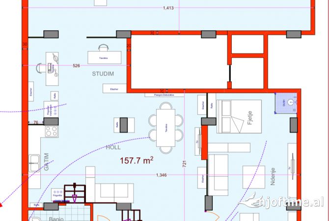 Ambient biznesi me qera 3+1 ne Tirane - 808 Euro