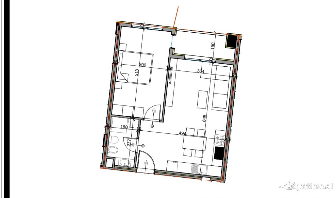 Shtepi ne shitje Apartament ne Tirane, 1+1, Mobilimi Bosh, pa mobiluar, Pagesa 73,000  Euro.