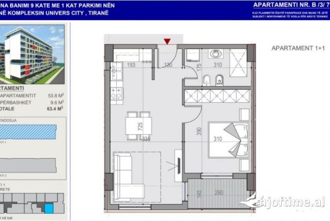 Shtepi ne shitje 1+1 ne Tirane - 78,000 Euro