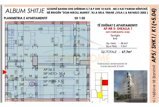 Casa in vendita 1+1 a Tirana - 91,400 Euro