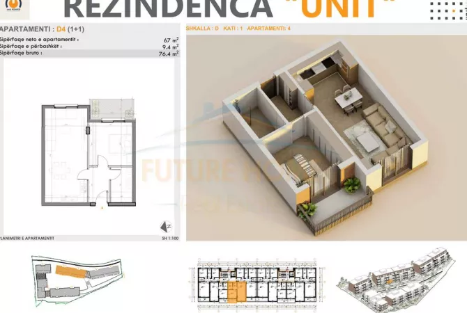 Apartment for sale in Tirana 1+1, Emty