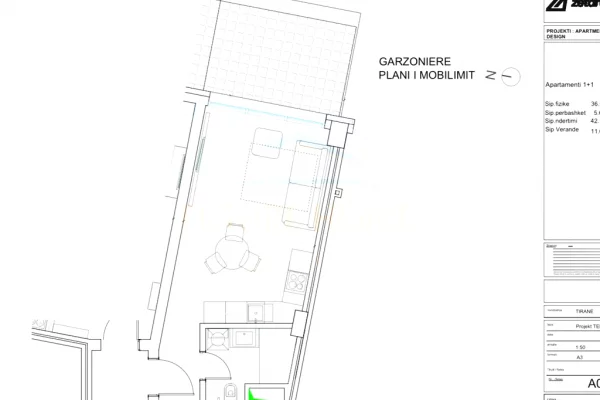 Shtepi ne shitje Apartament ne Tirane, Garsoniere, Mobilimi Bosh, pa mobiluar, Pagesa 86,400  Euro.