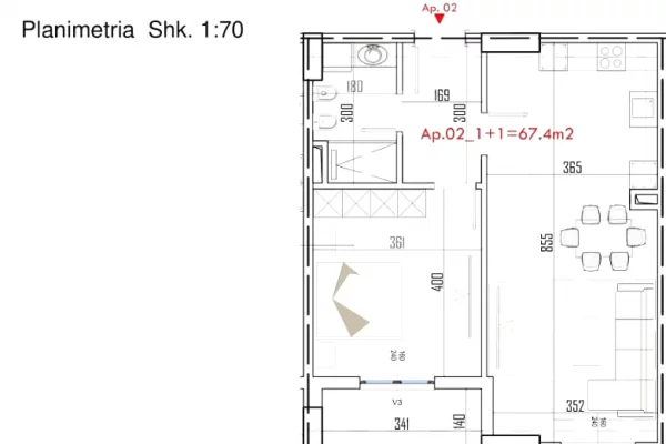 Shtepi ne shitje 1+1 ne Tirane - 85,000 Euro