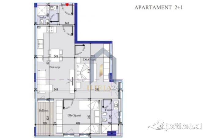 Shtepi ne shitje Apartament ne Tirane, 2+1, Mobilimi Bosh, pa mobiluar, Pagesa 110,745  Euro.