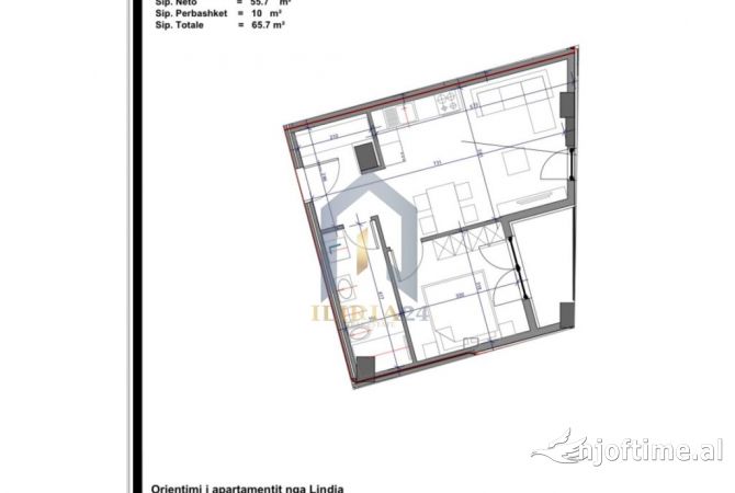 Shtepi ne shitje Apartament ne Tirane, 1+1, Mobilimi Bosh, pa mobiluar, Pagesa 134,685  Euro.