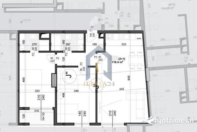 Shtepi ne shitje Apartament ne Tirane, 2+1, Mobilimi Bosh, pa mobiluar, Pagesa 174,600  Euro.