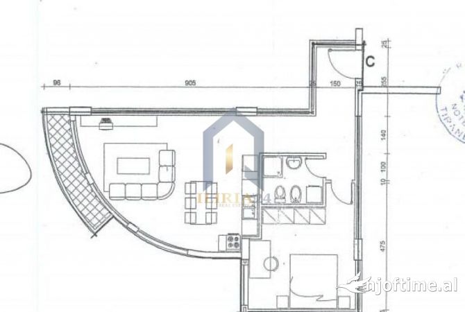 Shtepi ne shitje Apartament ne Tirane, 1+1, Mobilimi Bosh, pa mobiluar, Pagesa 147,000  Euro.