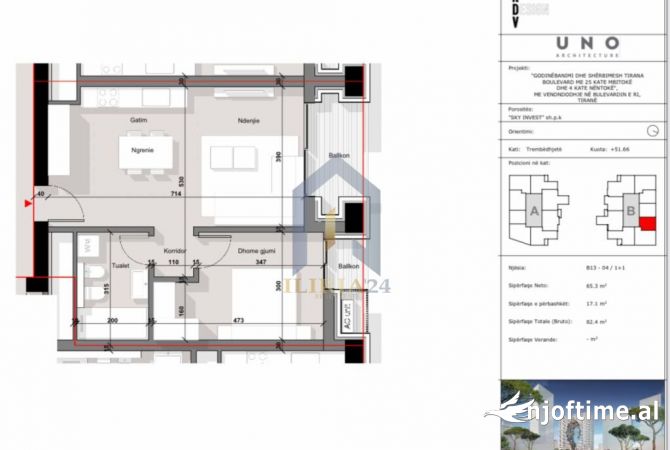 Shtepi ne shitje 1+1 ne Tirane - 185,000 Euro