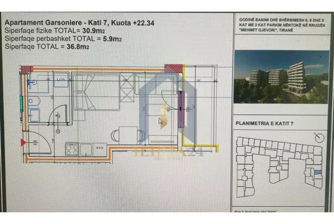 Shtepi ne shitje Garsoniere ne Tirane - 44,160 Euro