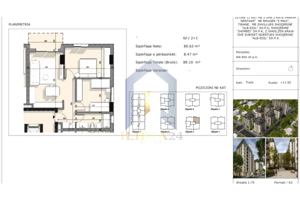 Shtepi ne shitje 2+1 ne Tirane - 129,195 Euro
