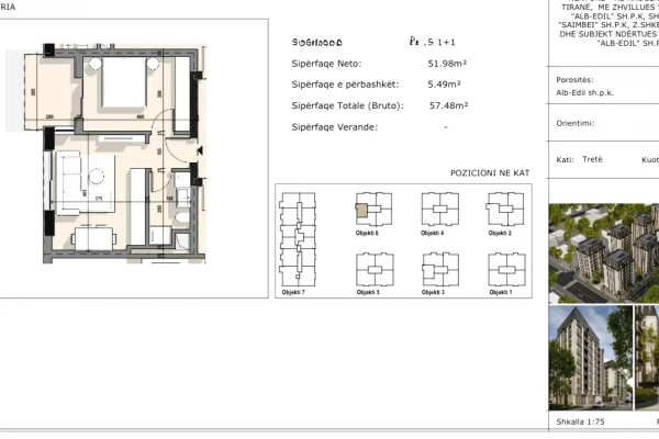 Shtepi ne shitje 1+1 ne Tirane - 80,472 Euro