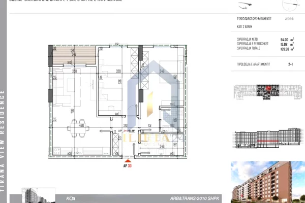 House for Sale 2+1 in Tirana - 137,475 Euro