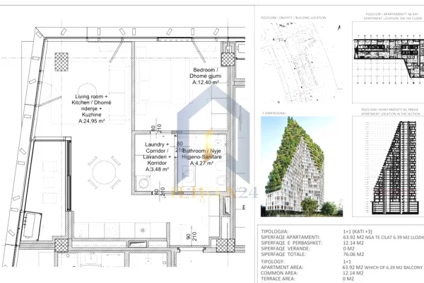 Appartamento in vendita a Tirana 1+1, SemiArredato