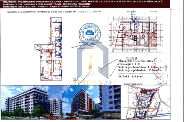 Shtepi ne shitje Apartament ne Tirane, 2+1, Mobilimi Bosh, pa mobiluar, Pagesa 169,433  Euro.
