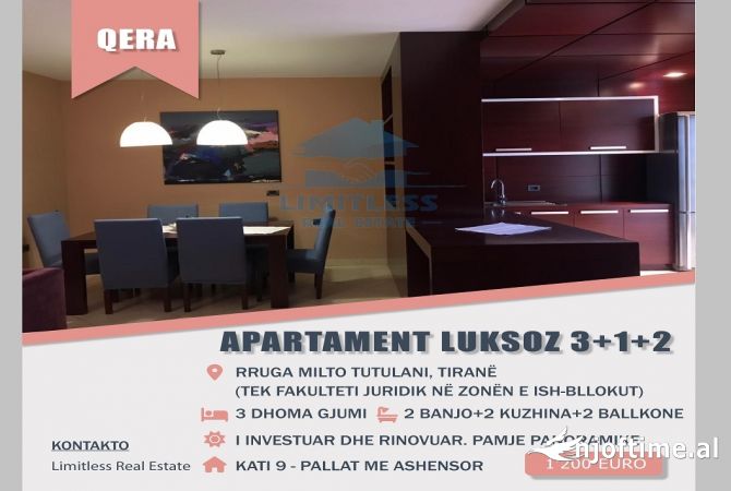 Shtepi me qera 3+1 ne Tirane - 1,200 Euro