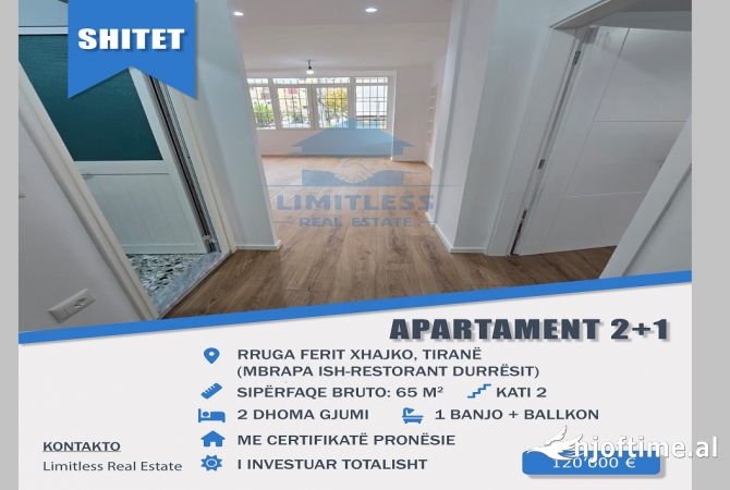 Shtepi ne shitje 2+1 ne Tirane - 120,000 Euro