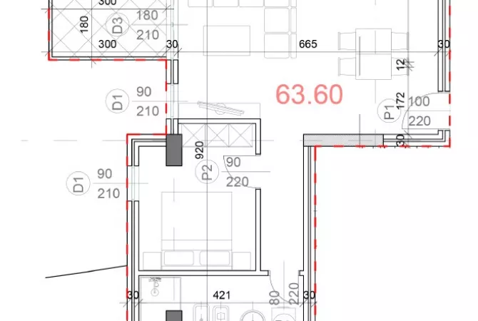 Shtepi ne shitje Apartament ne Tirane, 1+1, Mobilimi Bosh, pa mobiluar, Pagesa 125,000  Euro.