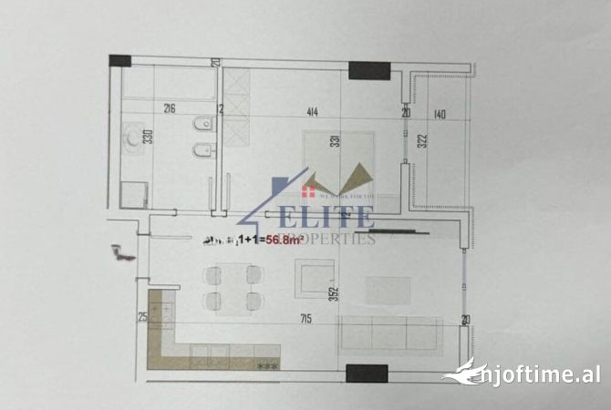 Shtepi ne shitje Apartament ne Tirane, 1+1, Mobilimi Bosh, pa mobiluar, Pagesa 79,404  Euro.