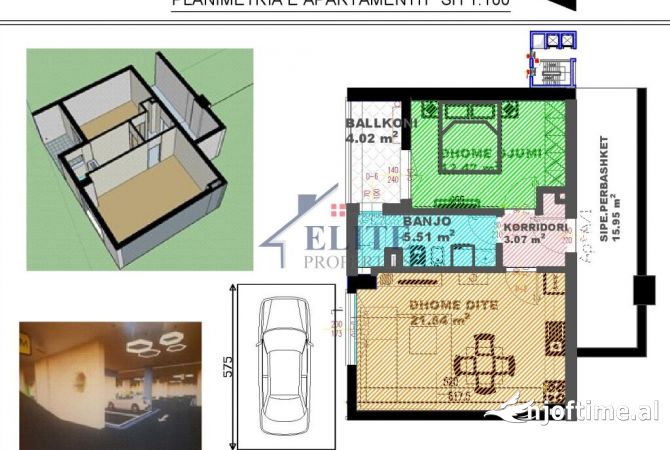 Shtepi ne shitje Apartament ne Tirane, 1+1, Mobilimi Bosh, pa mobiluar, Pagesa 127,080  Euro.