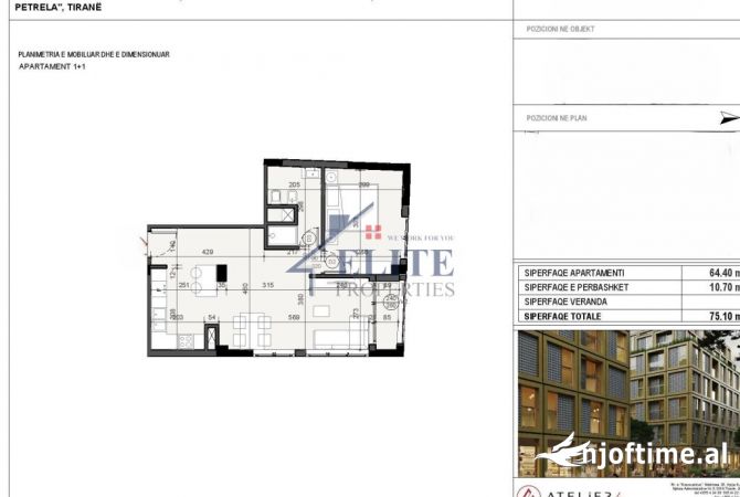 Shtepi ne shitje Apartament ne Tirane, 1+1, Mobilimi Bosh, pa mobiluar, Pagesa 180,240  Euro.