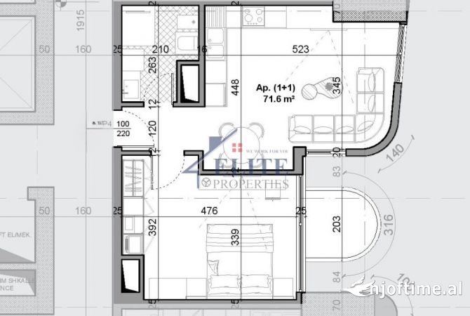 Shtepi ne shitje 1+1 ne Tirane - 281,280 Euro