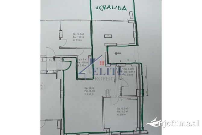 Shtepi ne shitje Apartament ne Tirane, 2+1, Mobilimi Bosh, pa mobiluar, Pagesa 151,340  Euro.