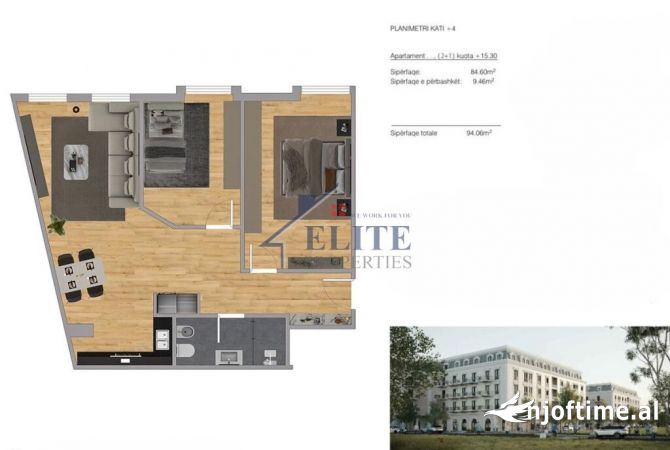 Shtepi ne shitje Apartament ne Tirane, 2+1, Mobilimi Bosh, pa mobiluar, Pagesa 145,000  Euro.