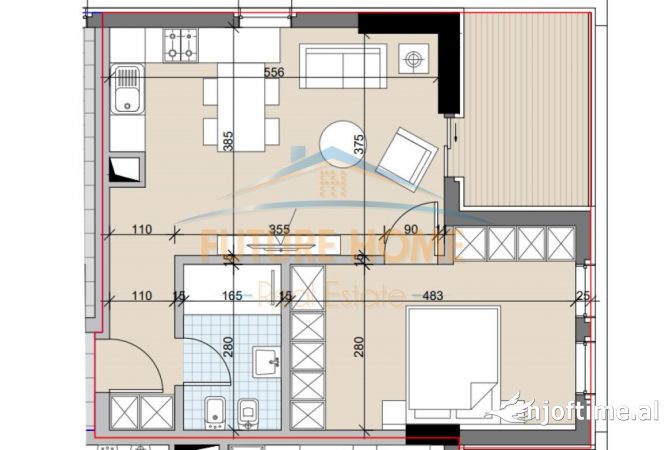 Shtepi ne shitje Apartament ne Tirane, 1+1, Mobilimi Bosh, pa mobiluar, Pagesa 77,000  Euro.