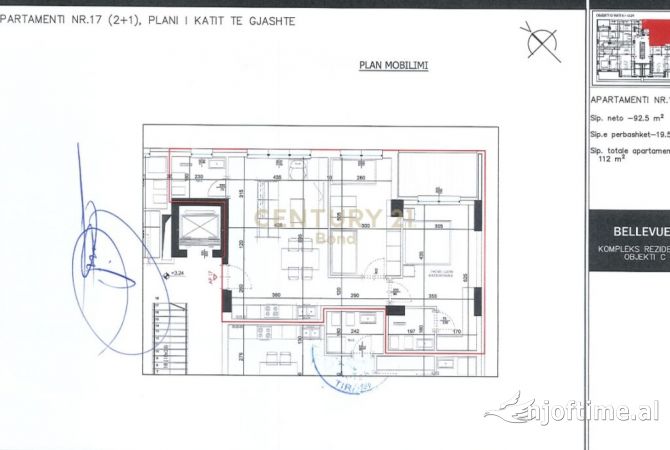 Shtepi ne shitje Apartament ne Tirane, 2+1, Mobilimi Bosh, pa mobiluar, Pagesa 179,000  Euro.