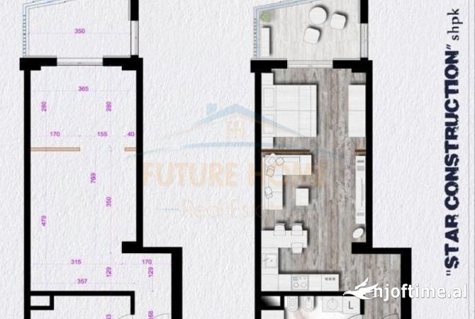 Shtepi ne shitje 1+1 ne Tirane - 88,600 Euro