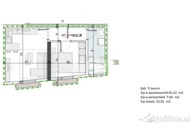 Shtepi ne shitje 1+1 ne Tirane - 53,000 Euro
