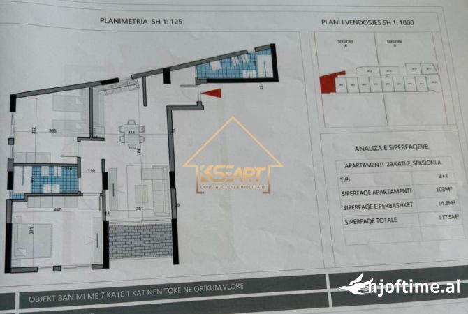 Shtepi ne shitje 2+1 ne Vlore - 130,000 Euro