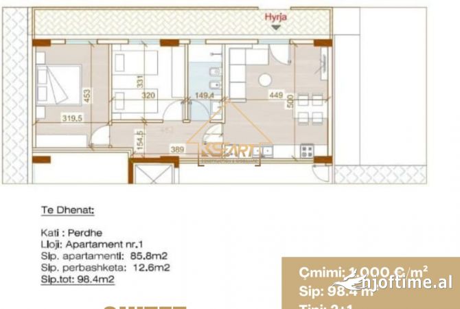 Shtepi ne shitje 2+1 ne Vlore - 107,800 Euro