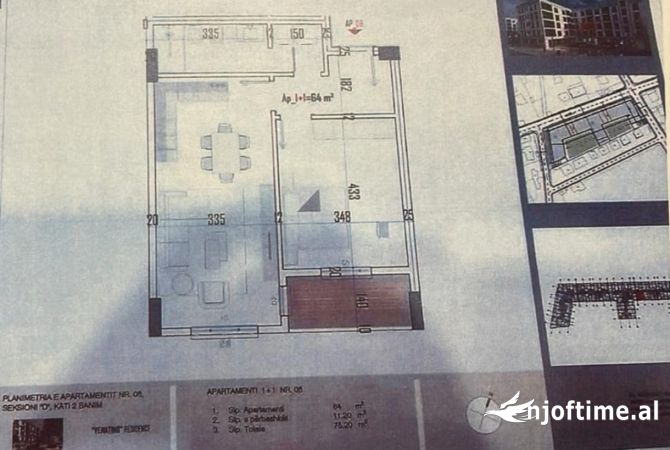 Shtepi ne shitje Apartament ne Tirane, 1+1, Mobilimi Bosh, pa mobiluar, Pagesa 54,140  Euro.