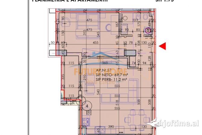 Shtepi ne shitje 1+1 ne Tirane - 107,750 Euro