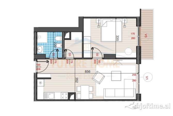 Shtepi ne shitje 1+1 ne Tirane - 135,500 Euro