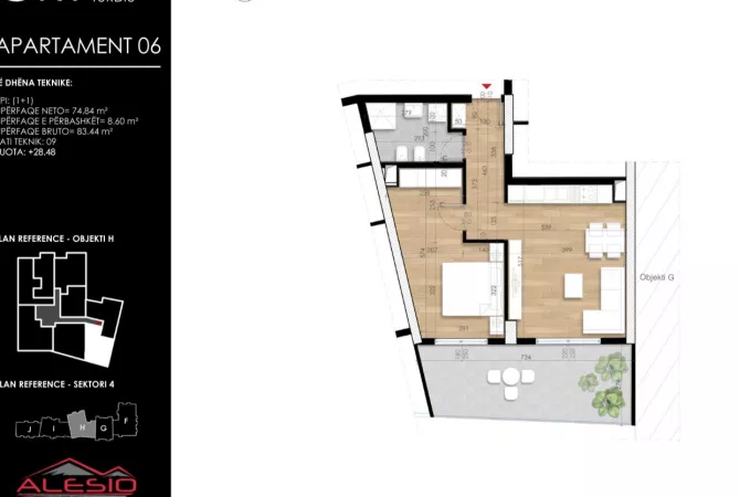 House for Sale 1+1 in Tirana - 122,500 Euro