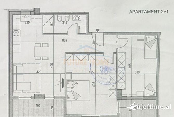 Shtepi ne shitje Apartament ne Tirane, 2+1, Mobilimi Bosh, pa mobiluar, Pagesa 108,000  Euro.