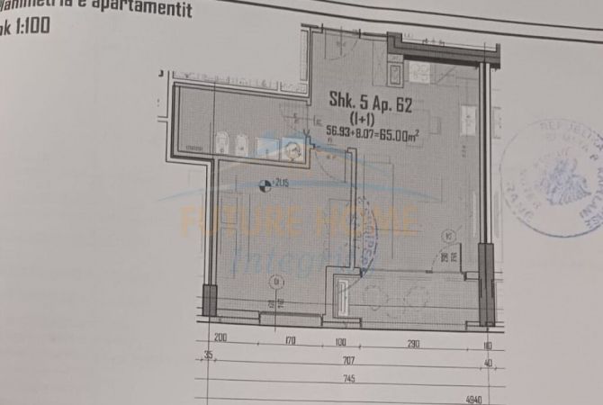 Shtepi ne shitje Apartament ne Tirane, 1+1, Mobilimi Bosh, pa mobiluar, Pagesa 105,000  Euro.