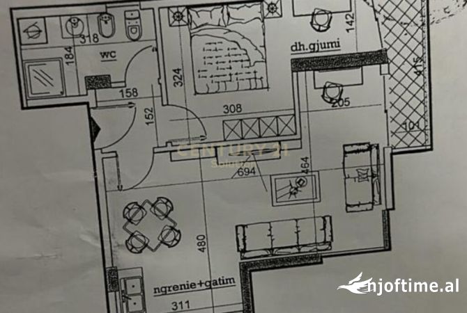 Shtepi ne shitje Apartament ne Tirane, 1+1, Mobilimi Pjeserisht e mobiluar, Pagesa 95,000  Euro.