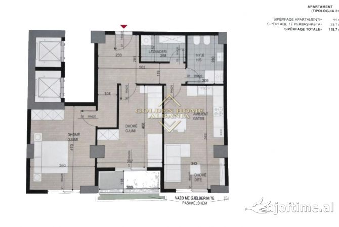 Shtepi ne shitje Apartament ne Tirane, 2+1, Mobilimi Bosh, pa mobiluar, Pagesa 138,180  Euro.