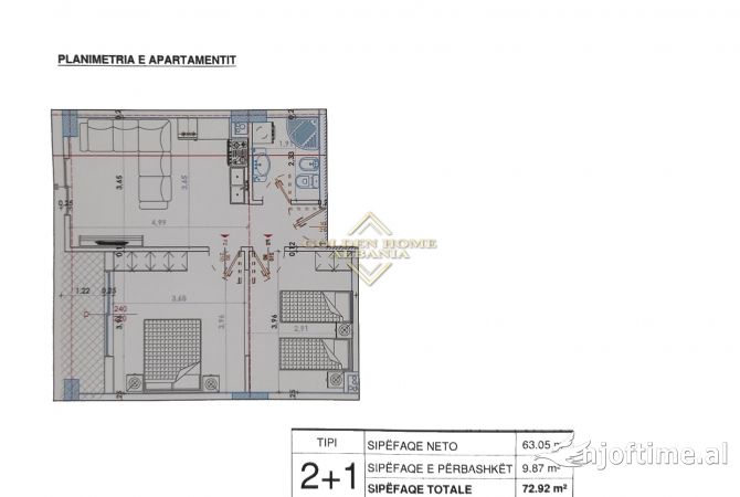 Shtepi ne shitje 2+1 ne Tirane - 109,380 Euro