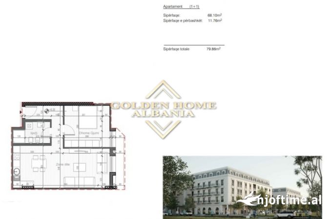 Shtepi ne shitje Apartament ne Tirane, 1+1, Mobilimi Bosh, pa mobiluar, Pagesa 122,185  Euro.