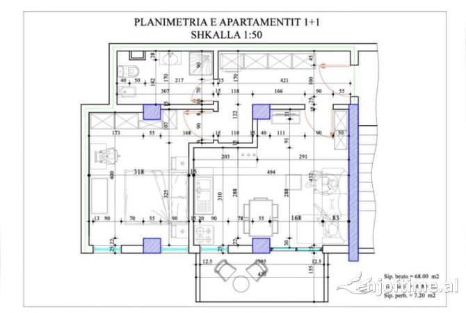 Shtepi ne shitje Apartament ne Tirane, 1+1, Mobilimi E mobiluar, Pagesa 118,000  Euro.