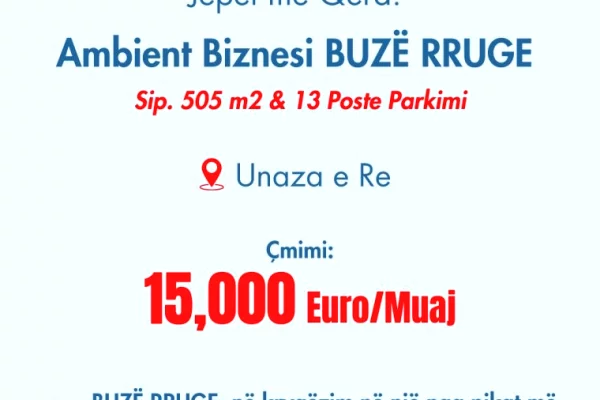 Ambient biznesi me qera 1+1 ne Tirane - 15,000 Euro
