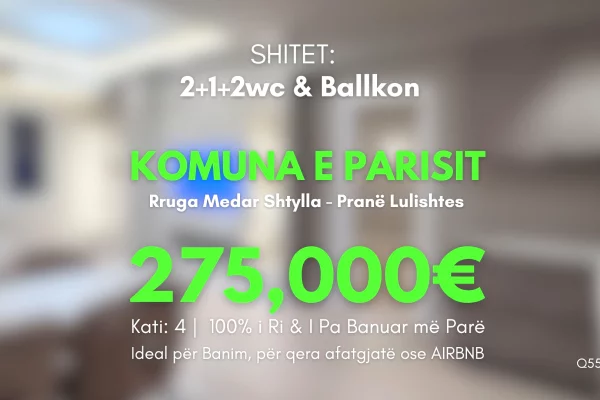 Shtepi ne shitje 2+1 ne Tirane - 275,000 Euro